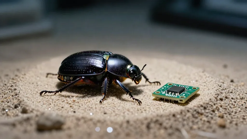 Un enjambre de insectos cíborg cruzando arena que ningún robot pisa bien