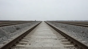 Vía de pruebas recta que se pierde en la distancia