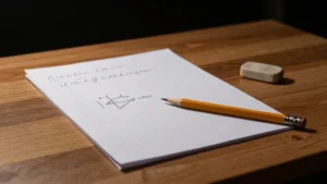 Un ejercicio de matemáticas a medias sobre papel cuadriculado con el lápiz apoyado